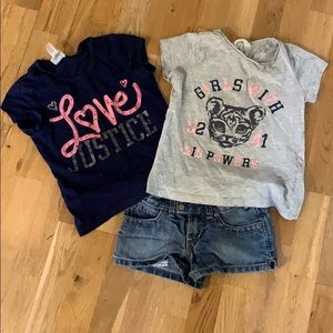 Cute summer girls lot 2 shirts and shorts